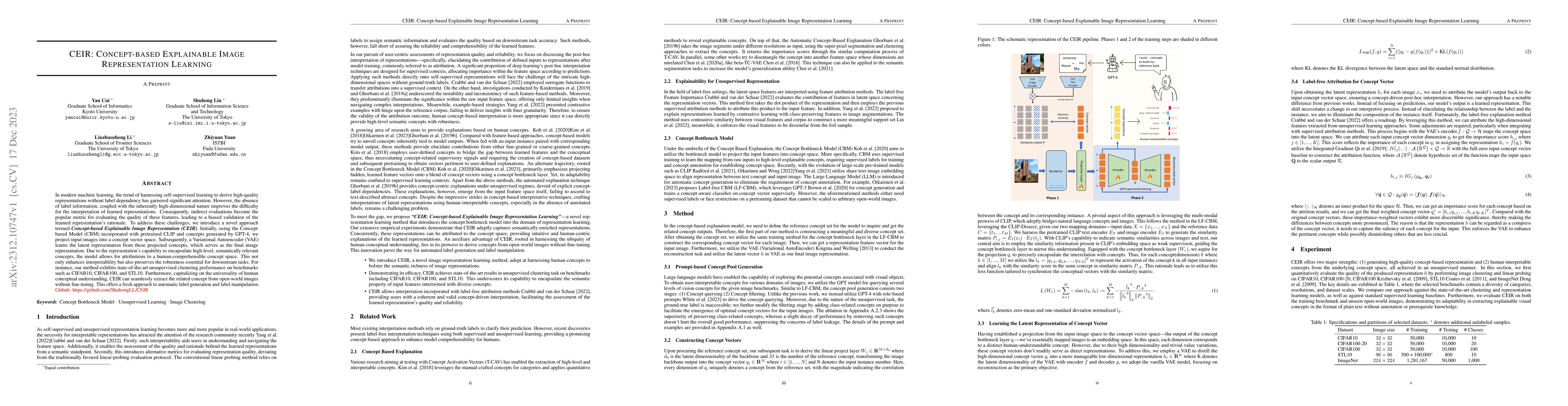 Thumbnail for CEIR: Concept-based Explainable Image Representation Learning