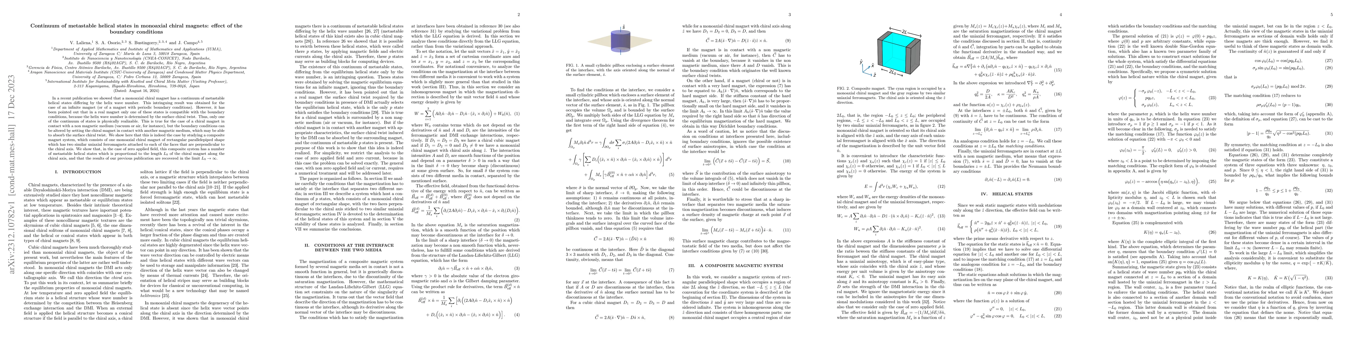 Thumbnail for Continuum of Metastable Helical States in Monoaxial Chiral Magnets:
  Effect of the Boundary Conditions