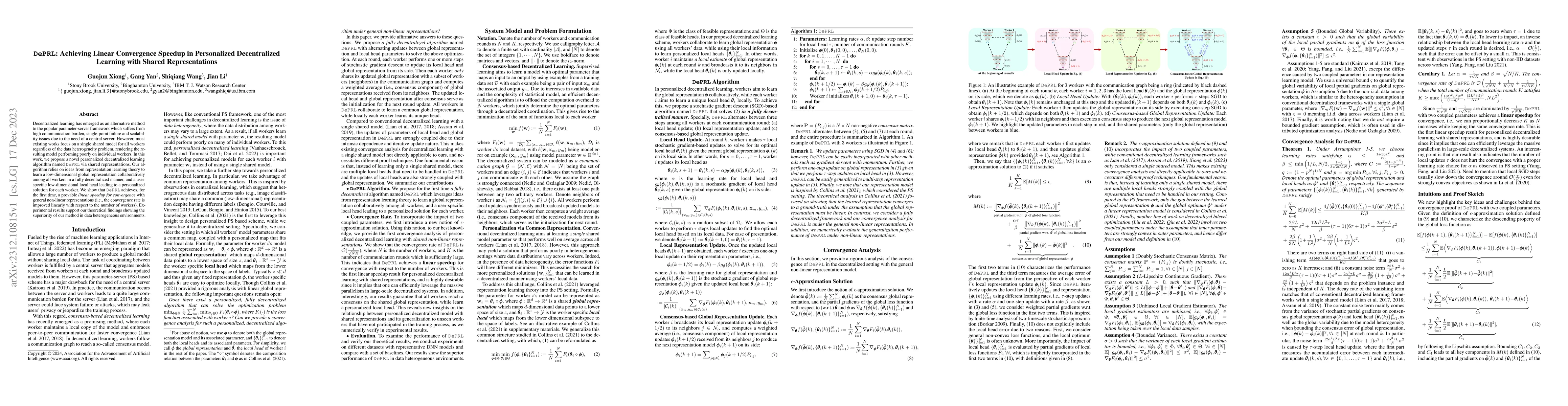 Thumbnail for DePRL: Achieving Linear Convergence Speedup in Personalized
  Decentralized Learning with Shared Representations