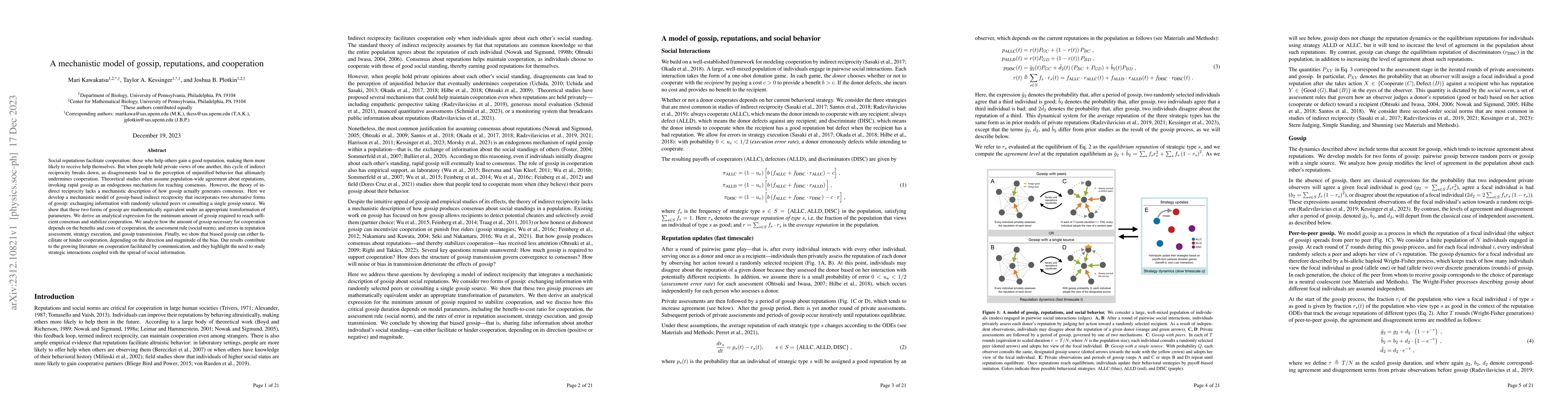 Thumbnail for A mechanistic model of gossip, reputations, and cooperation