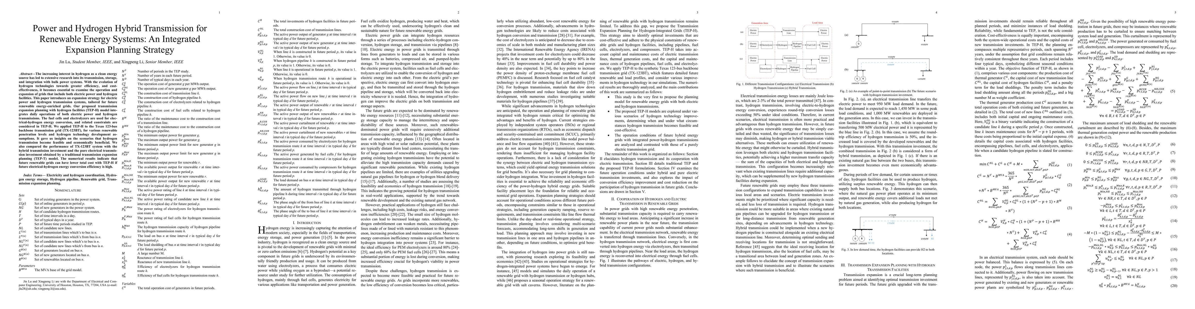 Thumbnail for Power and Hydrogen Hybrid Transmission for Renewable Energy Systems: An
  Integrated Expansion Planning Strategy