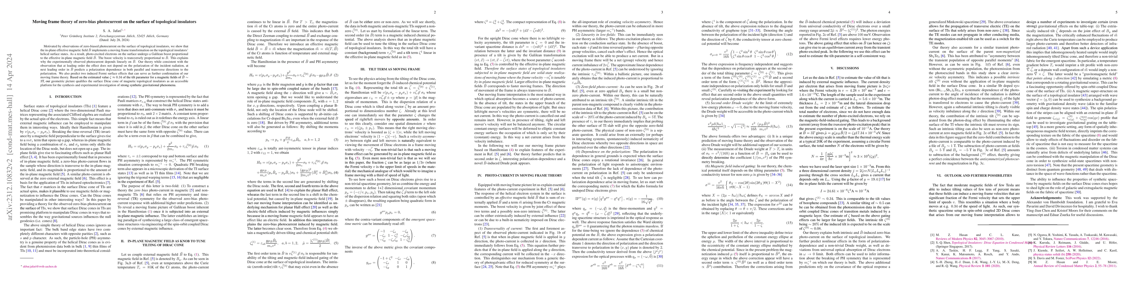 Thumbnail for Moving frame theory of zero-bias photocurrent on the surface of
  topological insulators