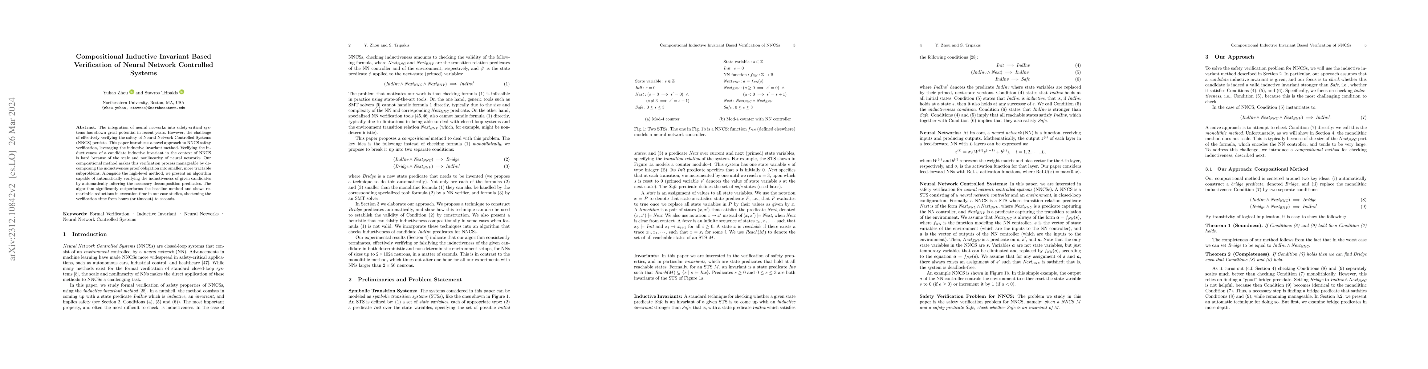 Thumbnail for Compositional Inductive Invariant Based Verification of Neural Network
  Controlled Systems