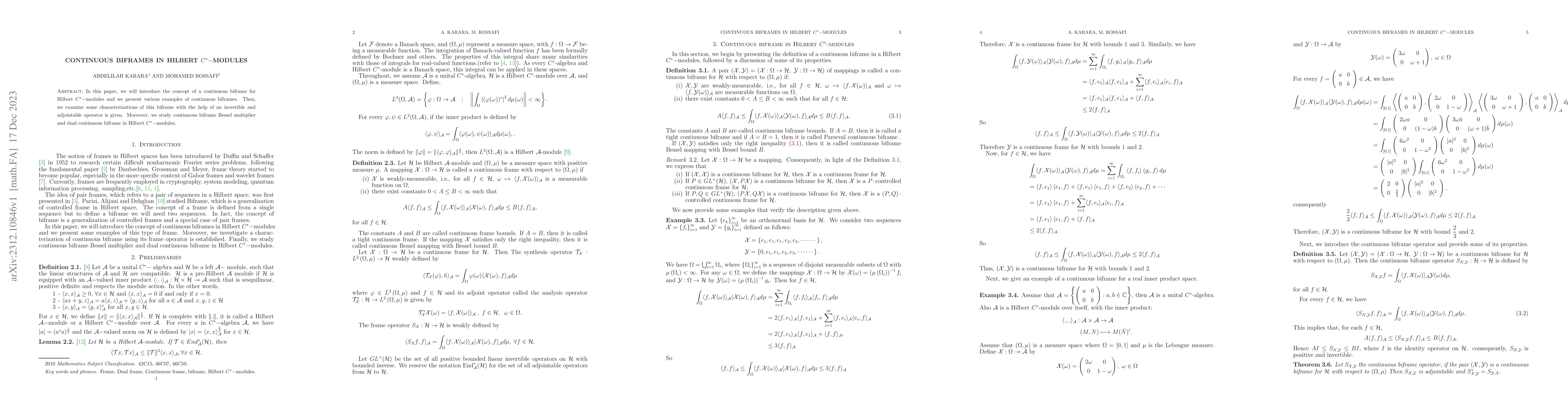 Thumbnail for Continuous biframes in Hilbert $C^{\ast}-$modules