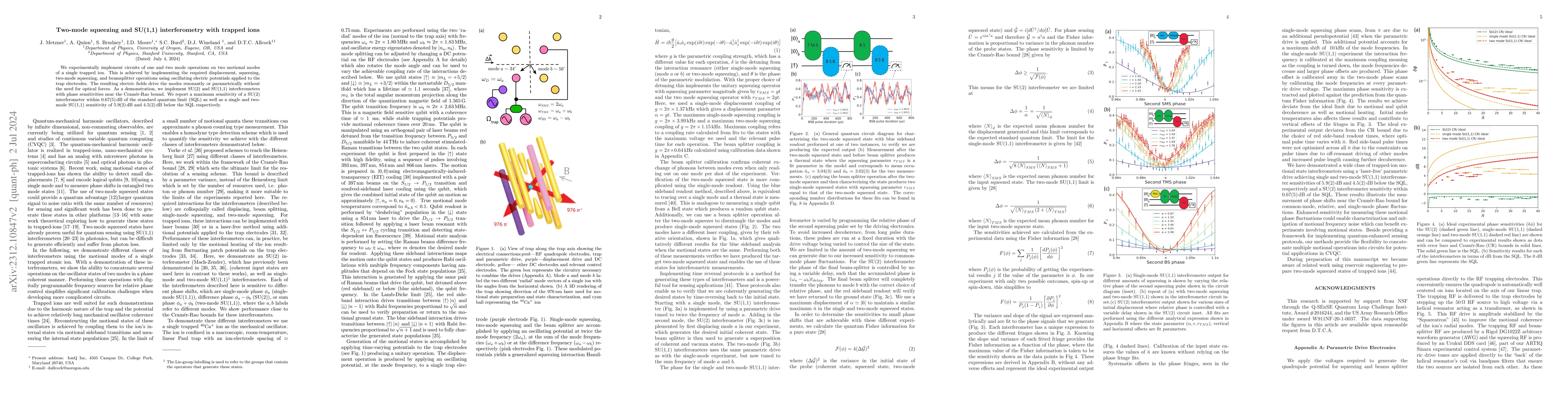 Thumbnail for Two-mode squeezing and SU(1,1) interferometry with trapped ions