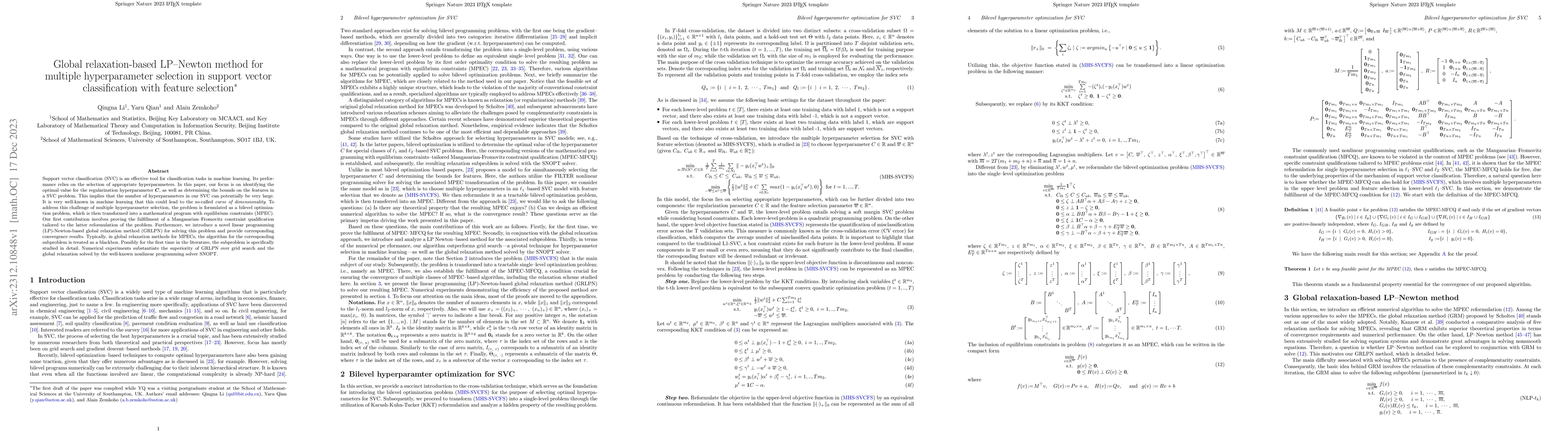 Thumbnail for Global relaxation-based LP-Newton method for multiple hyperparameter
  selection in support vector classification with feature selection