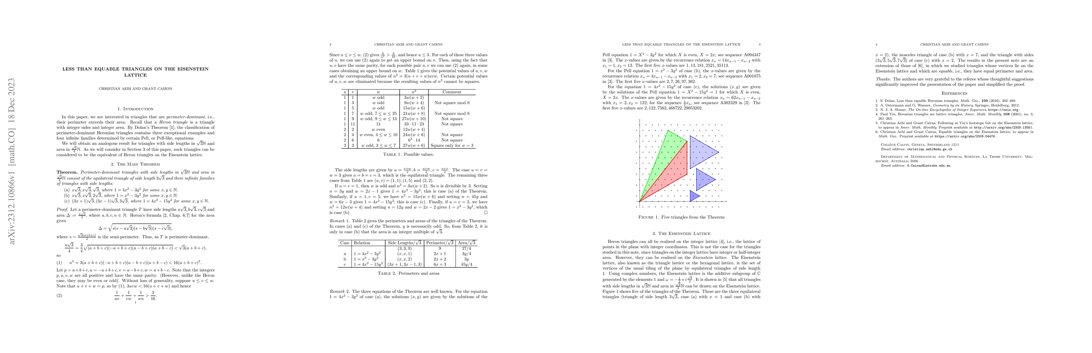 Thumbnail for Less than Equable Triangles on the Eisenstein lattice