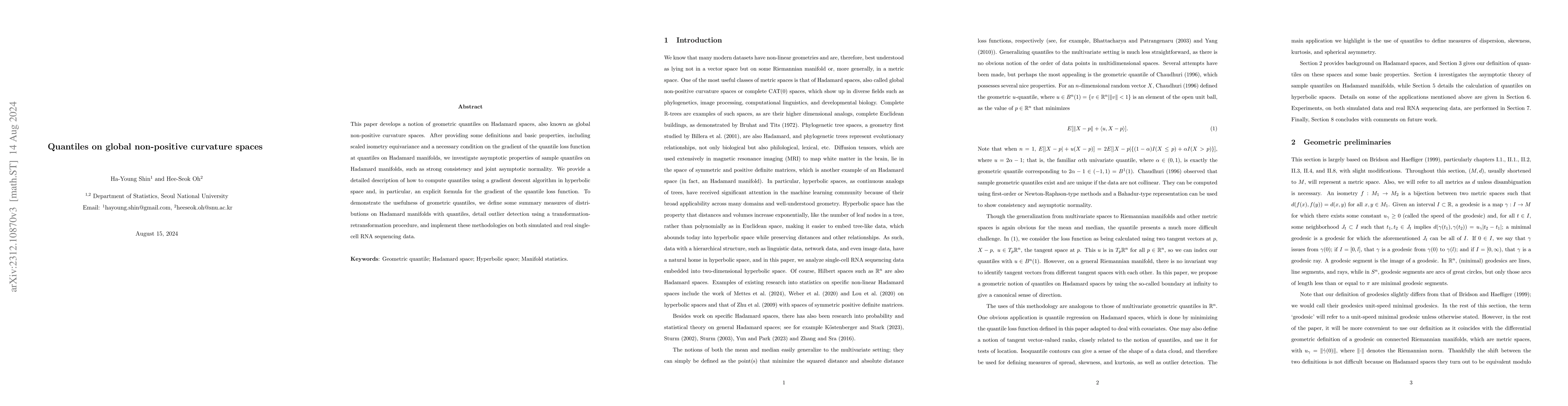 Thumbnail for Quantiles on global non-positive curvature spaces