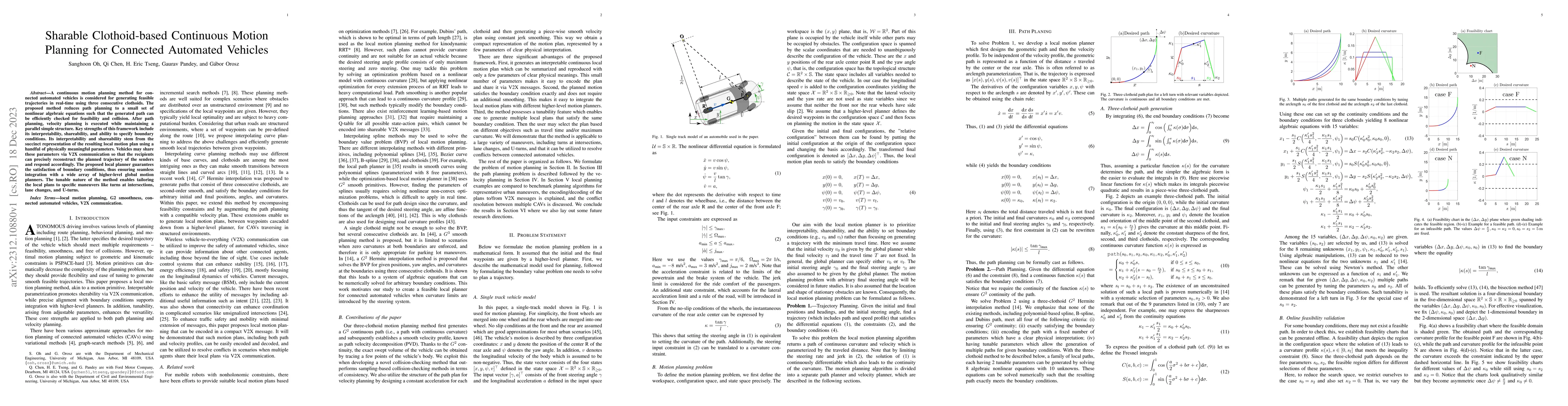 Thumbnail for Sharable Clothoid-based Continuous Motion Planning for Connected
  Automated Vehicles
