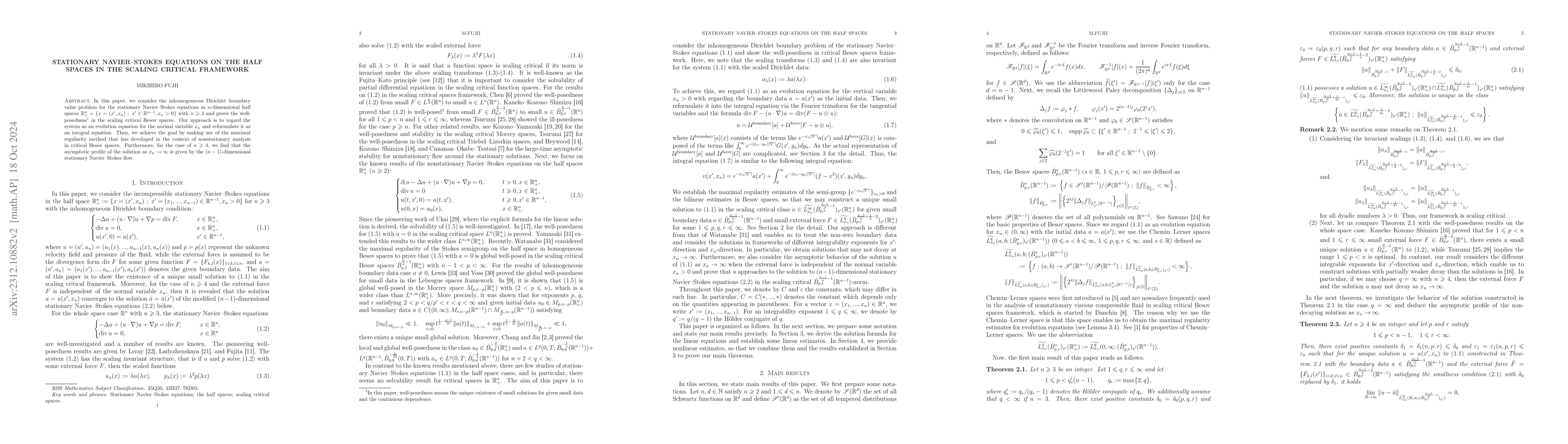 Thumbnail for Stationary Navier--Stokes equations on the half spaces in the scaling
  critical framework