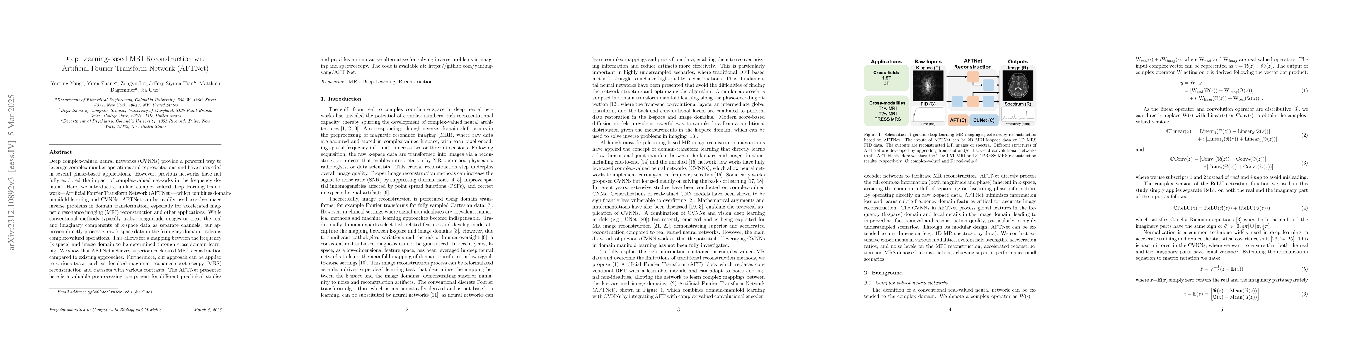 Thumbnail for Deep Learning-based MRI Reconstruction with Artificial Fourier Transform
  (AFT)-Net