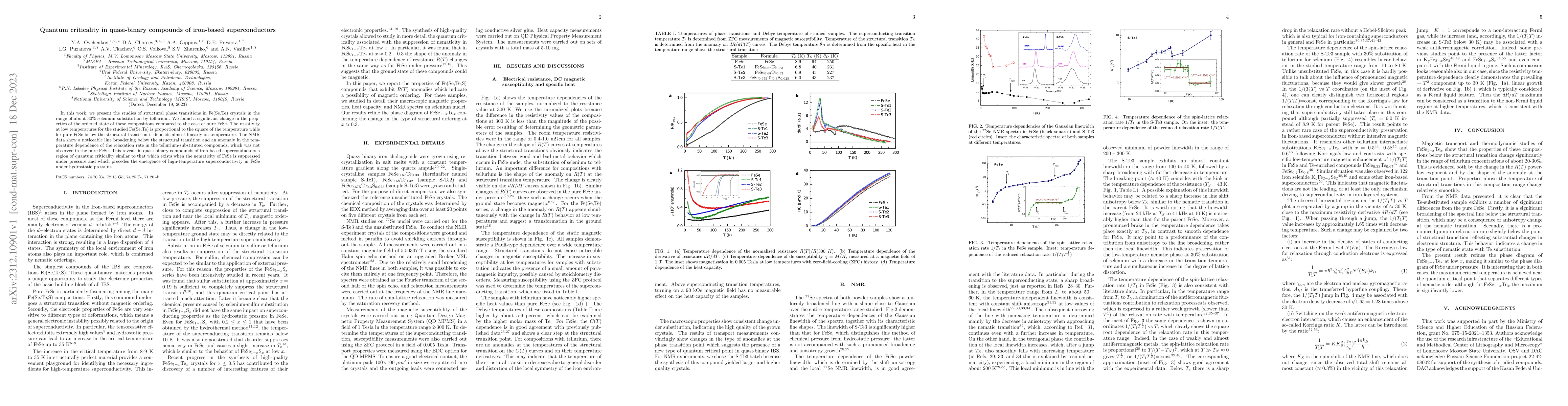 Thumbnail for Quantum criticality in quasi-binary compounds of iron-based
  superconductors