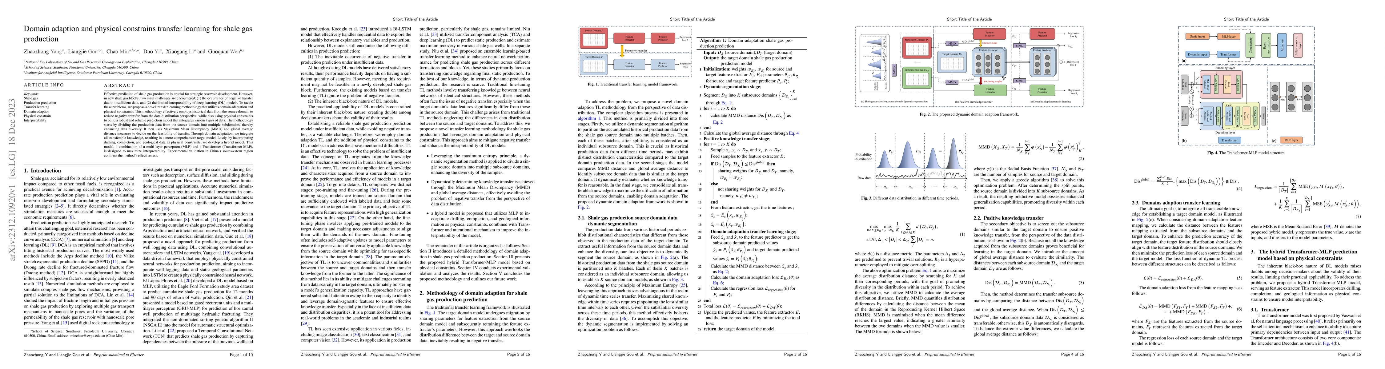 Thumbnail for Domain adaption and physical constrains transfer learning for shale gas
  production