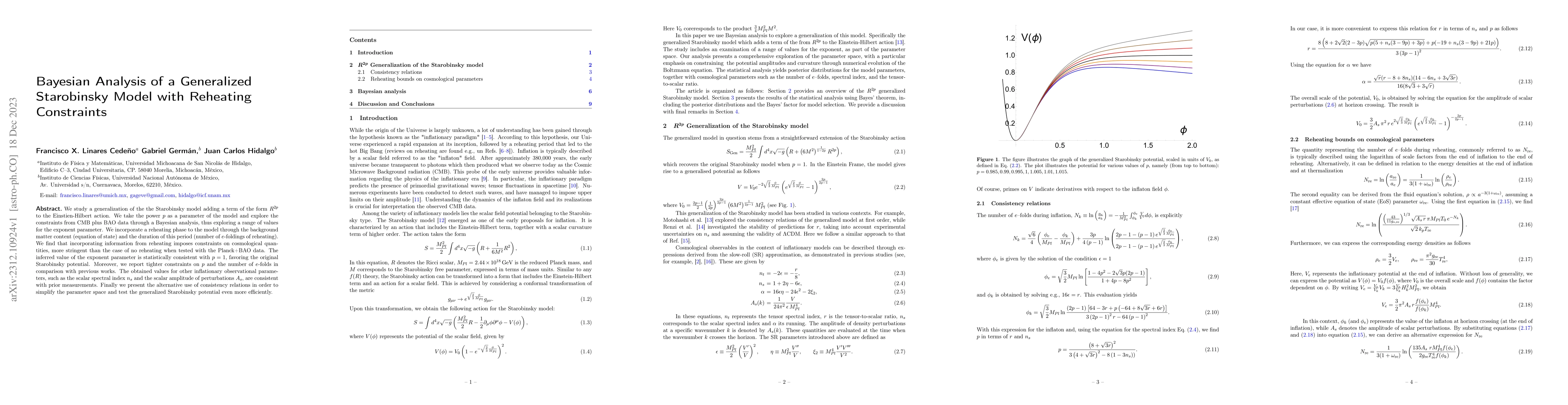 Thumbnail for Bayesian Analysis of a Generalized Starobinsky Model with Reheating
  Constraints