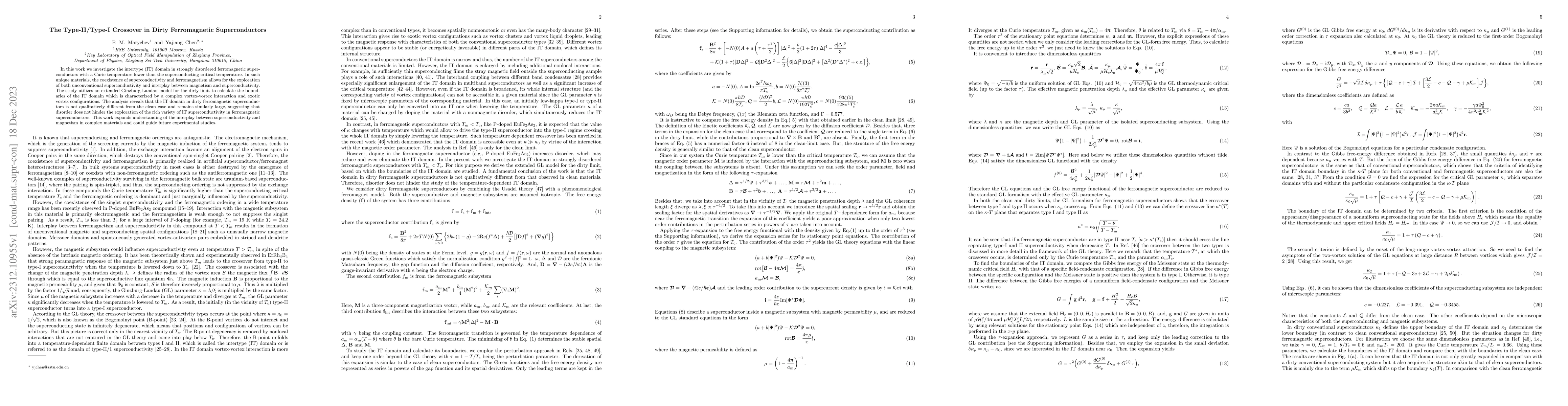 Thumbnail for The Type-II/Type-I Crossover in Dirty Ferromagnetic Superconductors