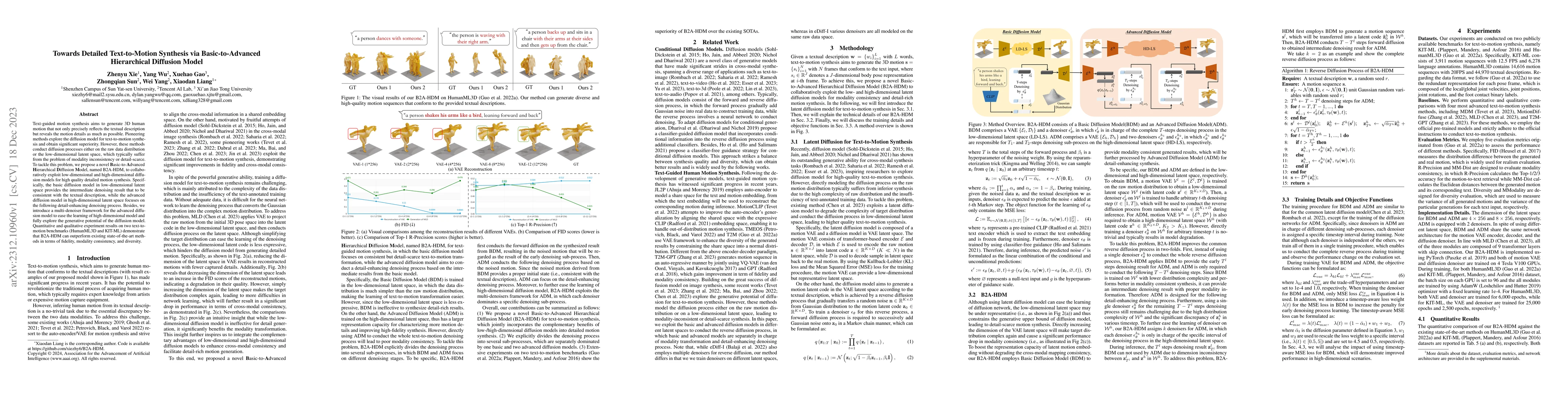 Thumbnail for Towards Detailed Text-to-Motion Synthesis via Basic-to-Advanced
  Hierarchical Diffusion Model