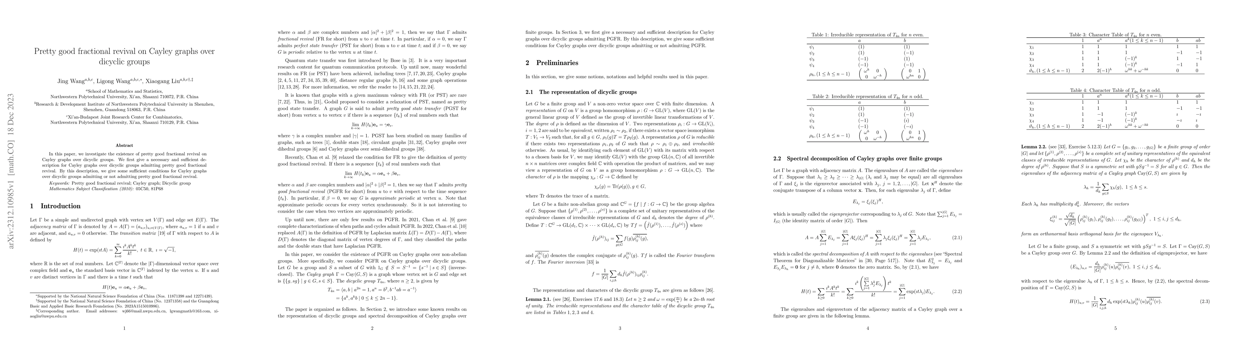 Thumbnail for Pretty good fractional revival on Cayley graphs over dicyclic groups