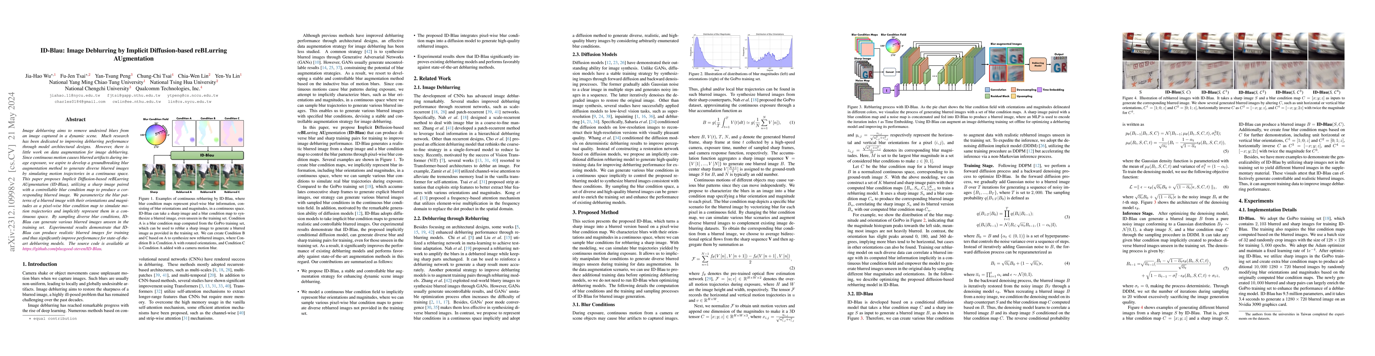 Thumbnail for ID-Blau: Image Deblurring by Implicit Diffusion-based reBLurring
  AUgmentation