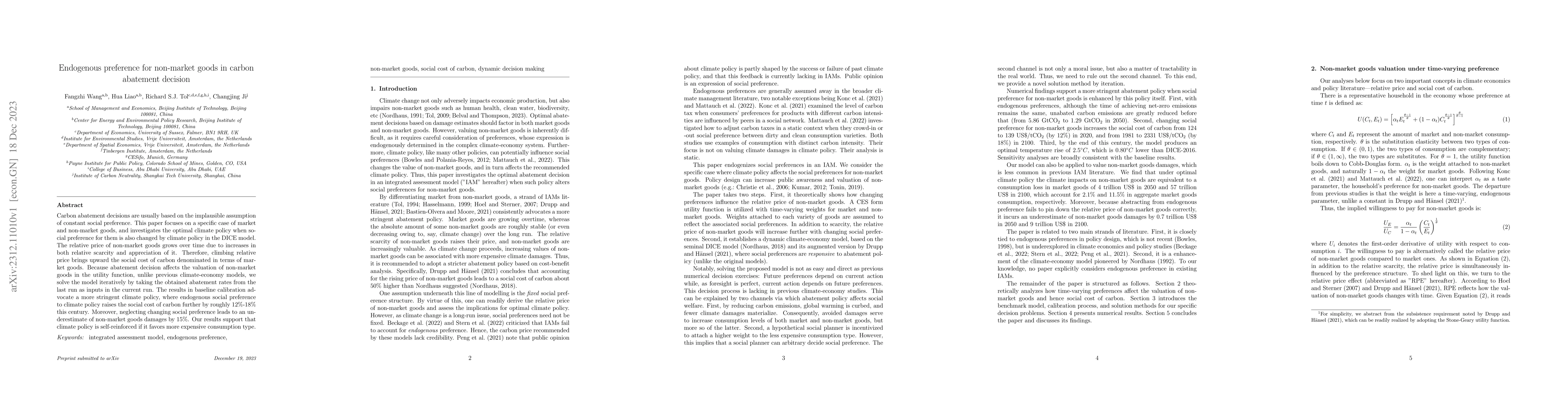 Thumbnail for Endogenous preference for non-market goods in carbon abatement decision