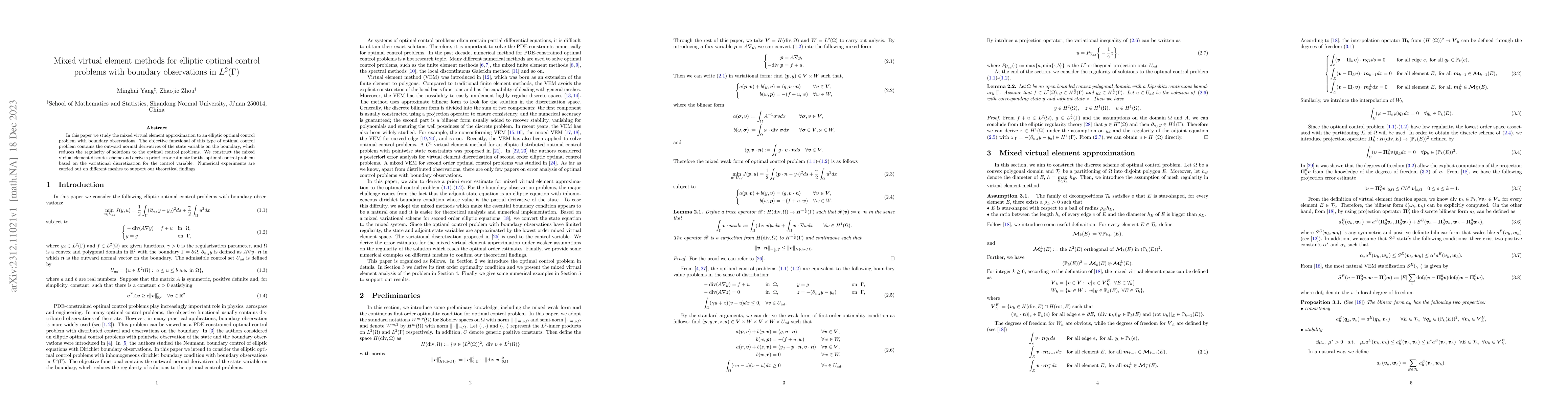 Thumbnail for Mixed virtual element methods for elliptic optimal control problems with
  boundary observations in L^2(Gamma)