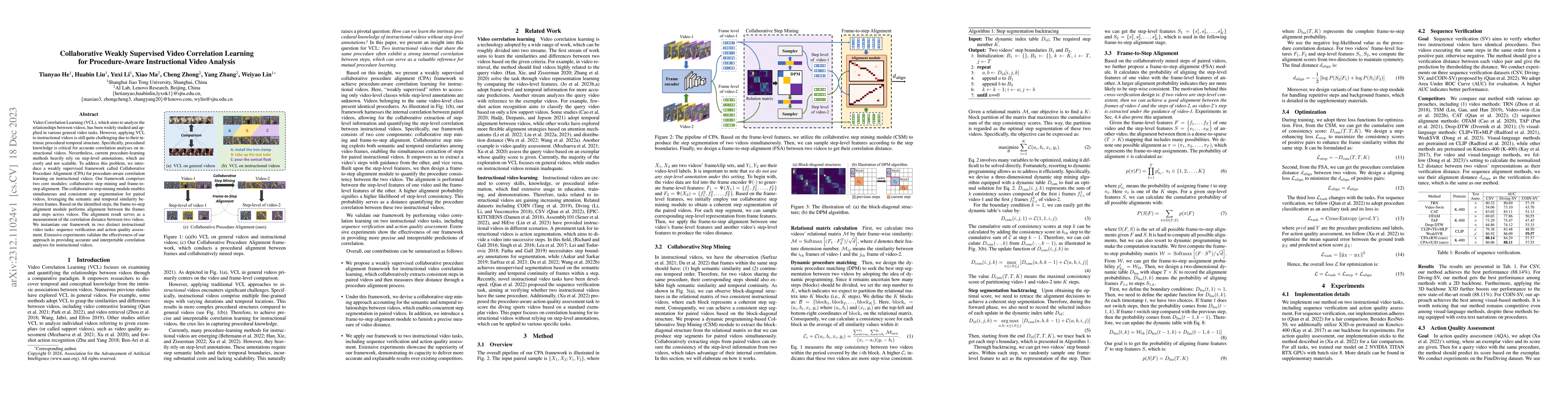 Thumbnail for Collaborative Weakly Supervised Video Correlation Learning for
  Procedure-Aware Instructional Video Analysis
