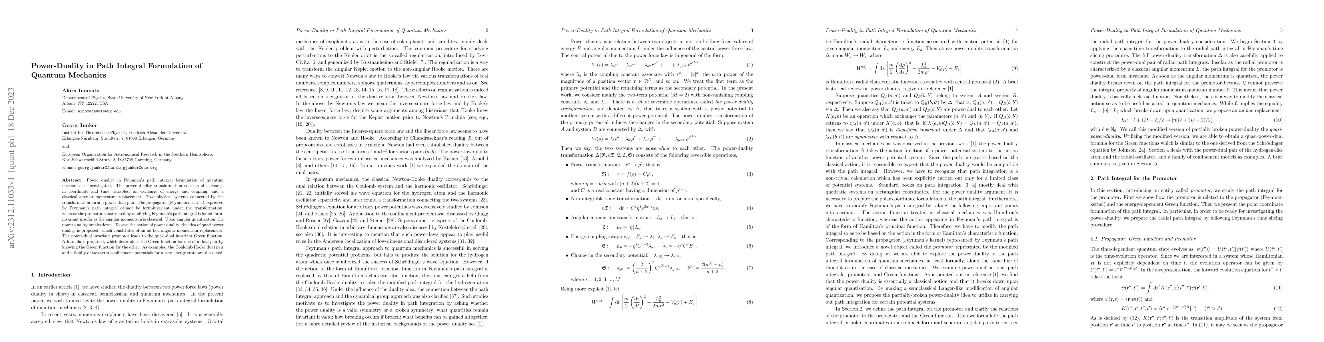 Thumbnail for Power-Duality in Path Integral Formulation of Quantum Mechanics