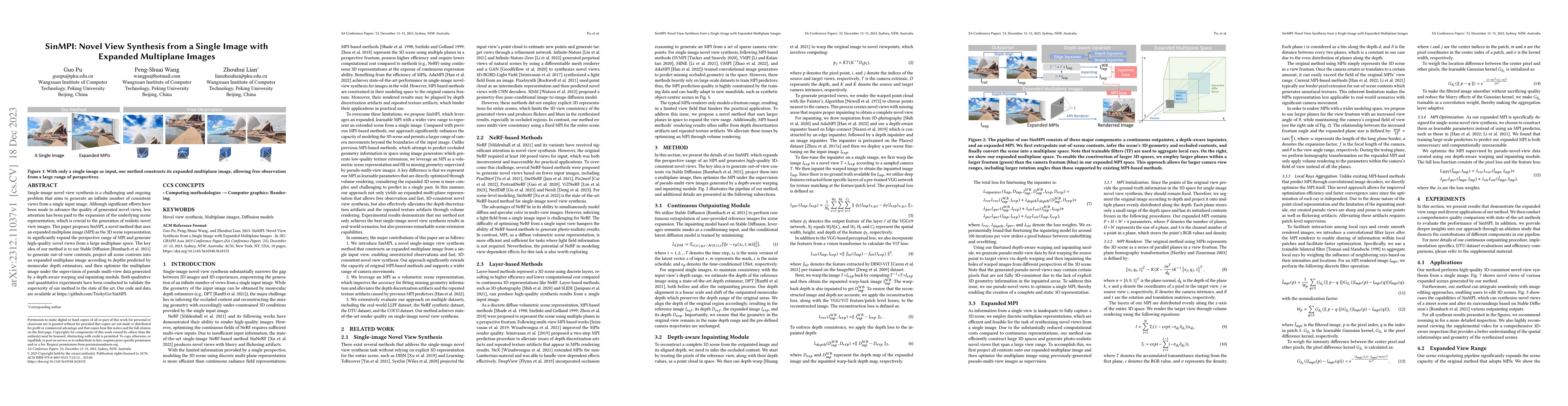 Thumbnail for SinMPI: Novel View Synthesis from a Single Image with Expanded
  Multiplane Images