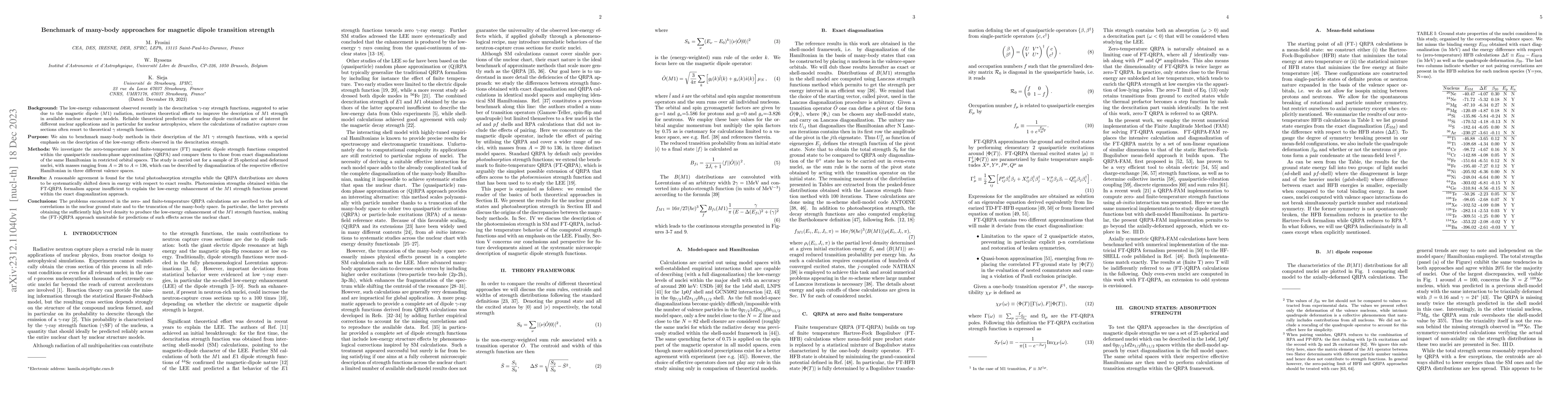 Thumbnail for Benchmark of many-body approaches for magnetic dipole transition
  strength