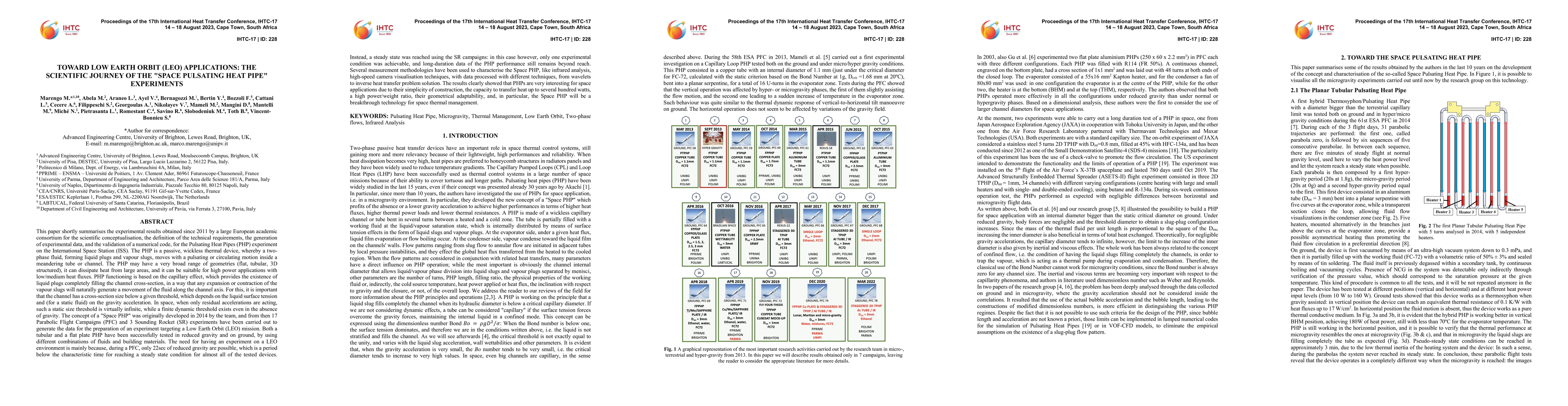 Thumbnail for Toward Low Earth Orbit (LEO) Applications: the Scientific Journey of the
  ''Space Pulsating Heat Pipe'' Experiments