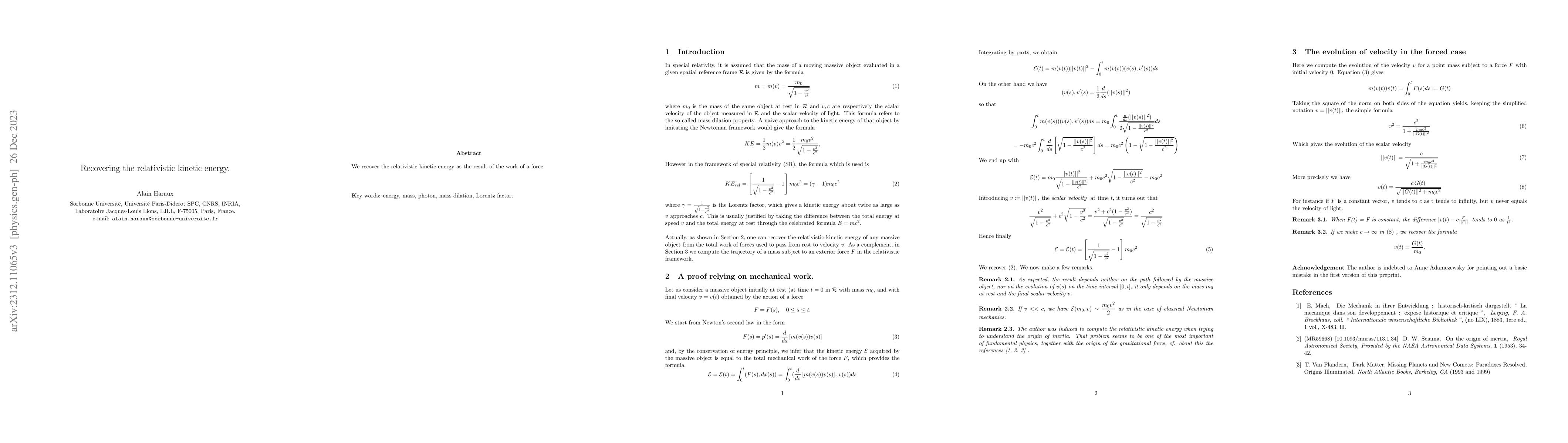 Thumbnail for Recovering the relativistic kinetic energy