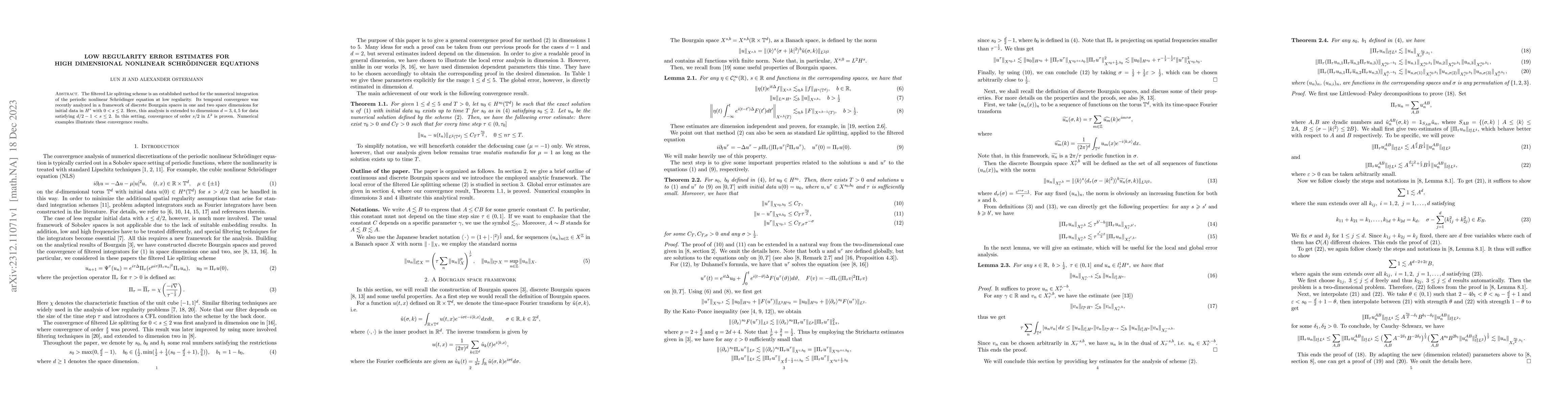 Thumbnail for Low regularity error estimates for high dimensional nonlinear
  Schr\"odinger equations