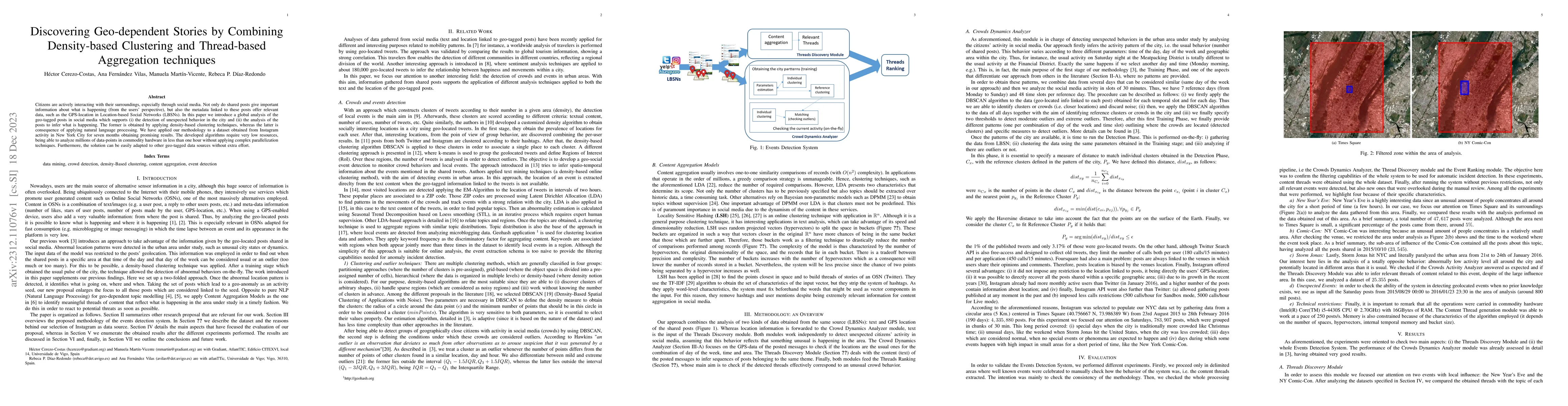 Thumbnail for Discovering Geo-dependent Stories by Combining Density-based Clustering
  and Thread-based Aggregation techniques