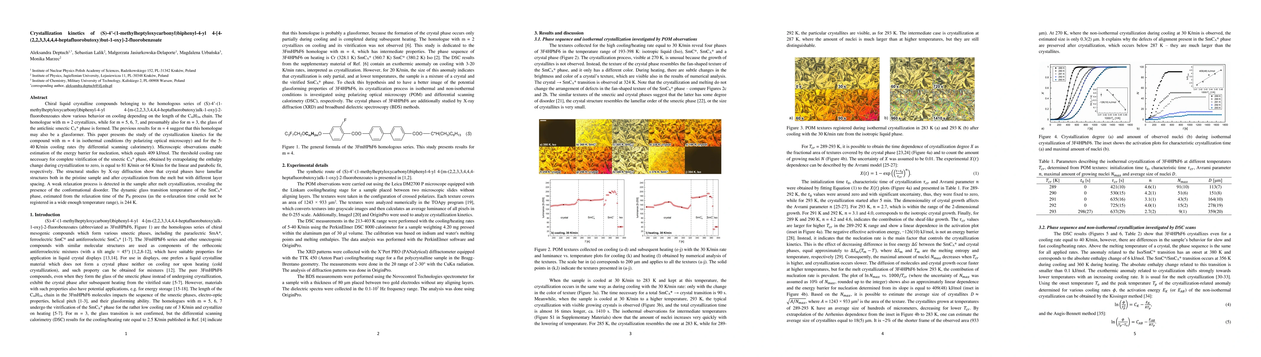 Thumbnail for Crystallization kinetics of
  (S)-4'-(1-methylheptyloxycarbonyl)biphenyl-4-yl
  4-[4-(2,2,3,3,4,4,4-heptafluorobutoxy)but-1-oxy]-2-fluorobenzoate