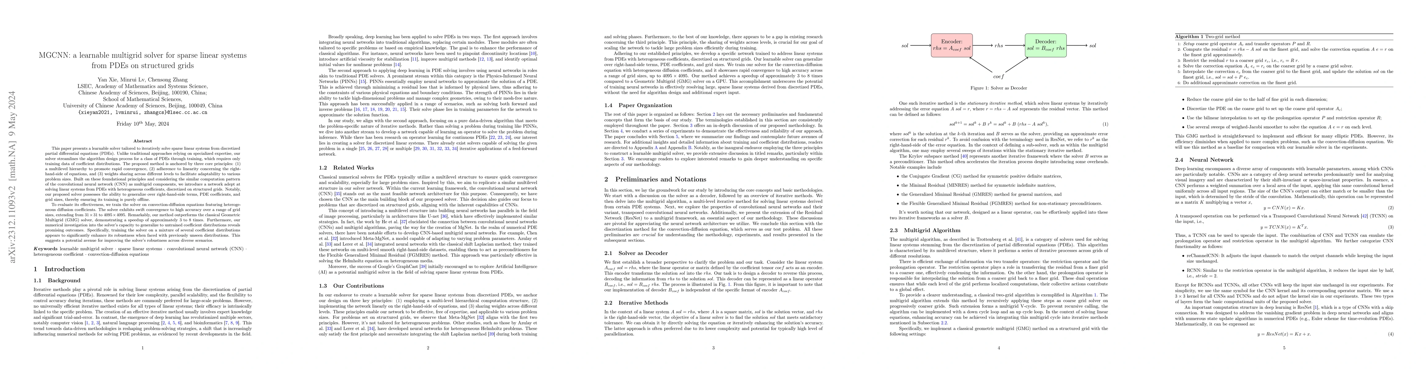 Thumbnail for MGCNN: a learnable multigrid solver for sparse linear systems from PDEs
  on structured grids