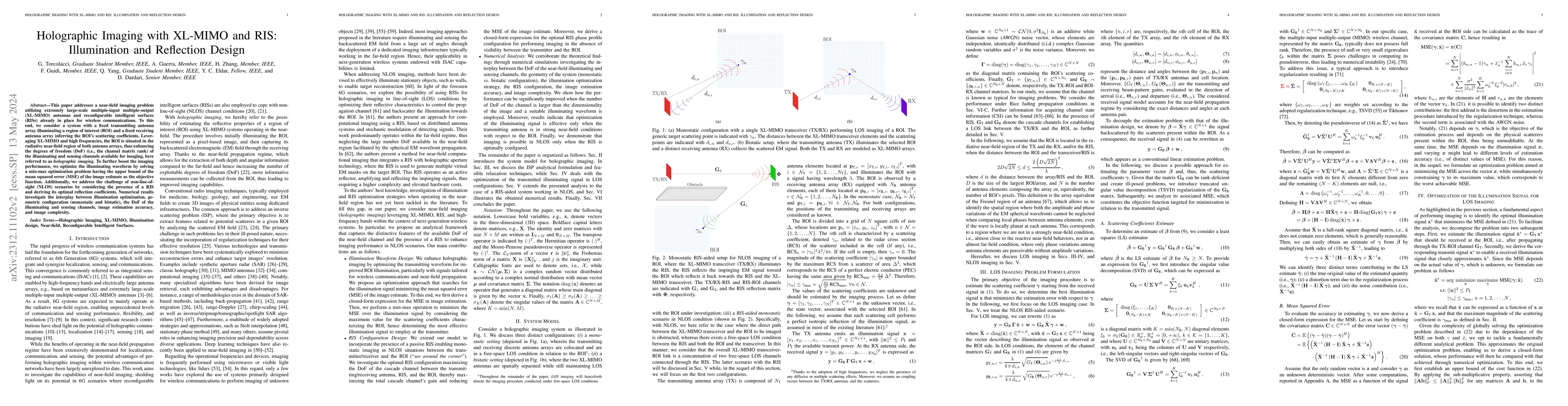 Thumbnail for Holographic Imaging with XL-MIMO and RIS: Illumination and Reflection
  Design