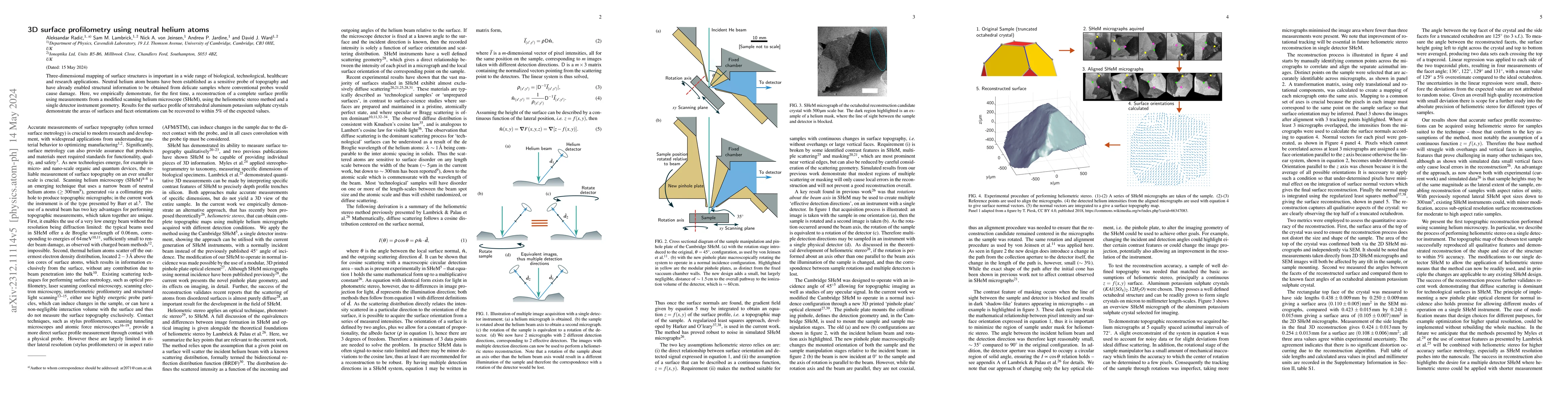Thumbnail for 3D surface profilometry using neutral helium atoms