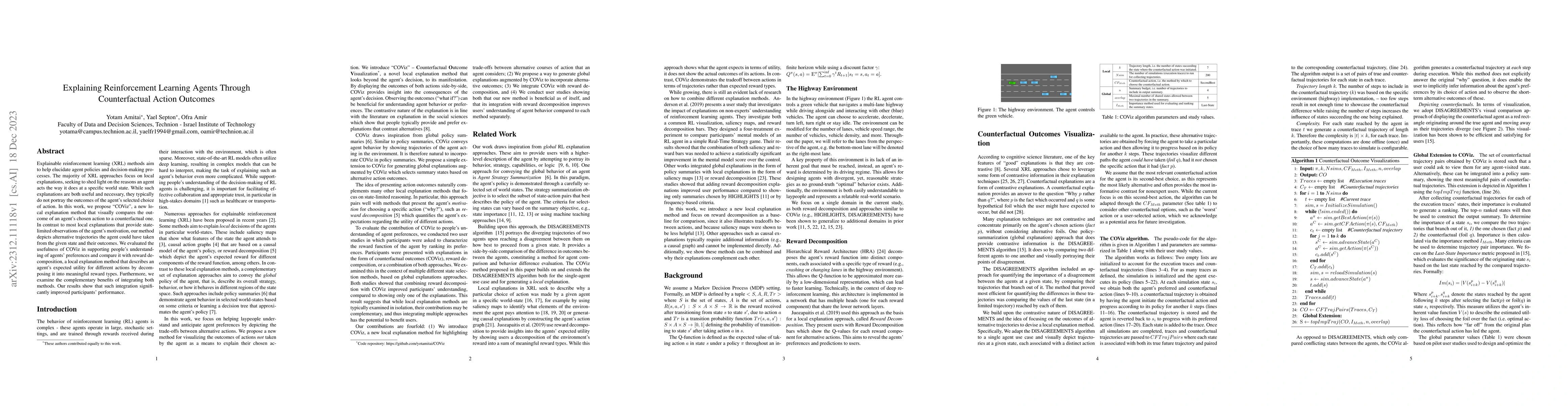 Thumbnail for Explaining Reinforcement Learning Agents Through Counterfactual Action
  Outcomes