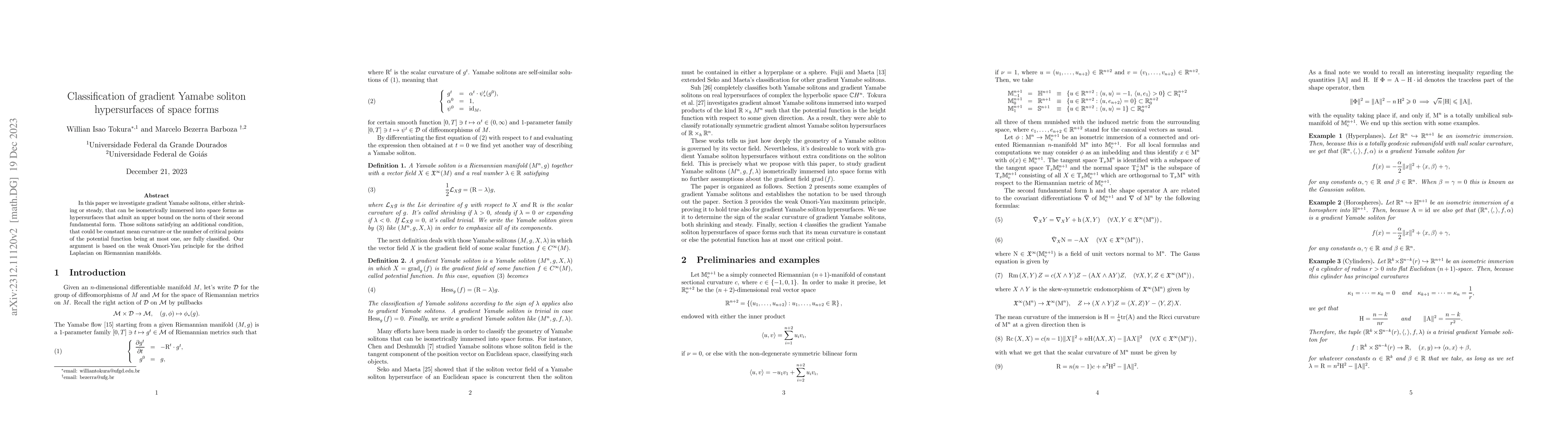 Thumbnail for Classification of gradient Yamabe soliton hypersurfaces of space forms