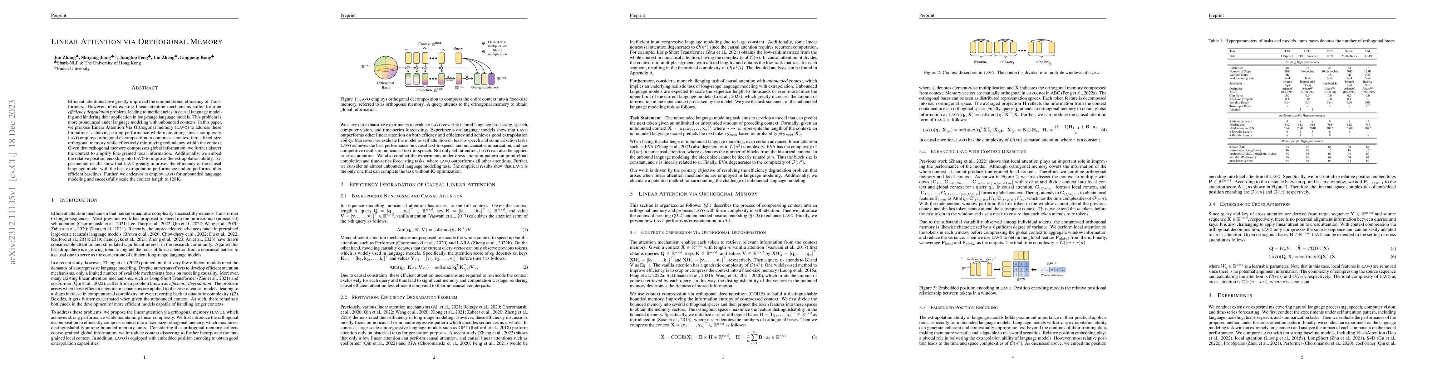 Thumbnail for Linear Attention via Orthogonal Memory