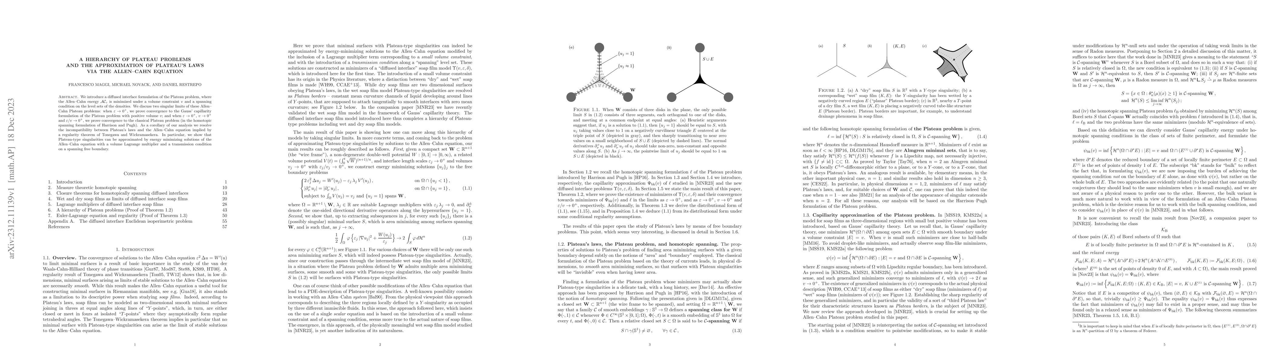 Thumbnail for A hierarchy of Plateau problems and the approximation of Plateau's laws
  via the Allen--Cahn equation