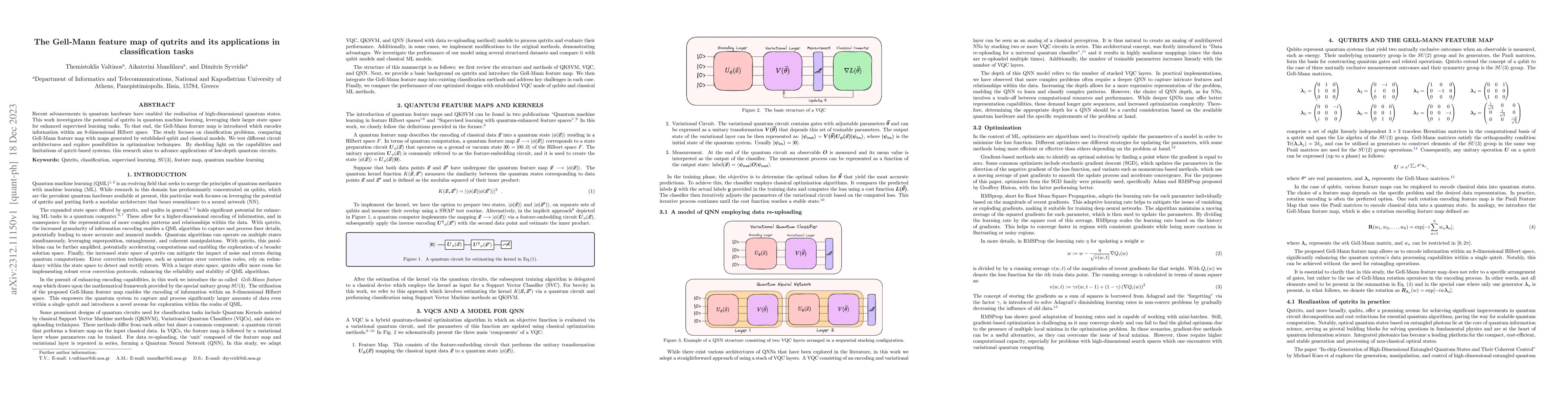 Thumbnail for The Gell-Mann feature map of qutrits and its applications in
  classification tasks