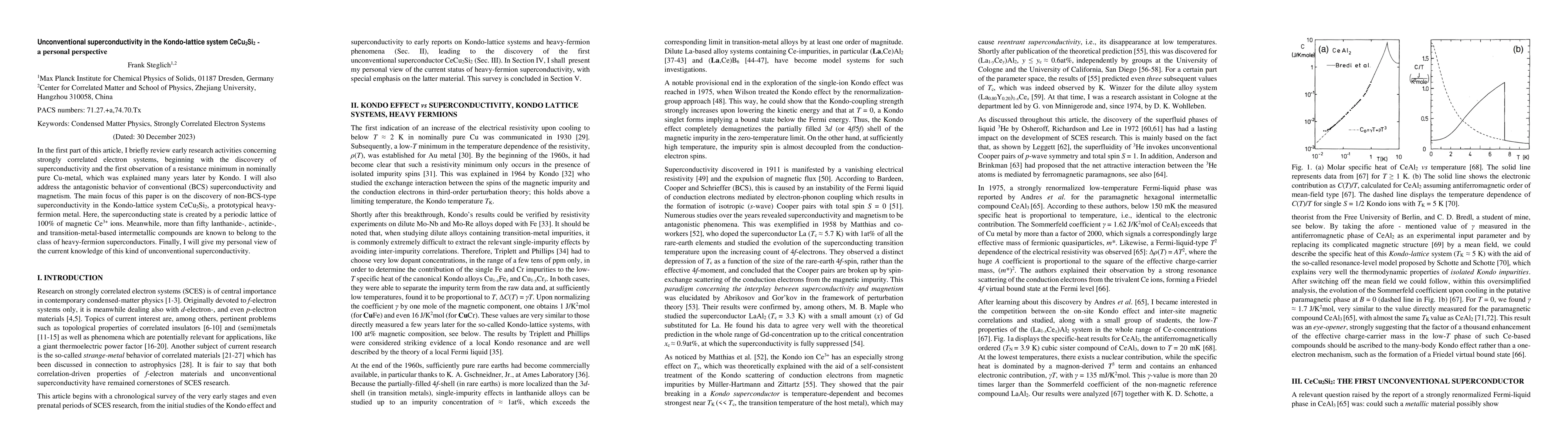 Thumbnail for Unconventional superconductivity in the Kondo-lattice system
  CeCu$_2$Si$_2$ -- a personal perspective