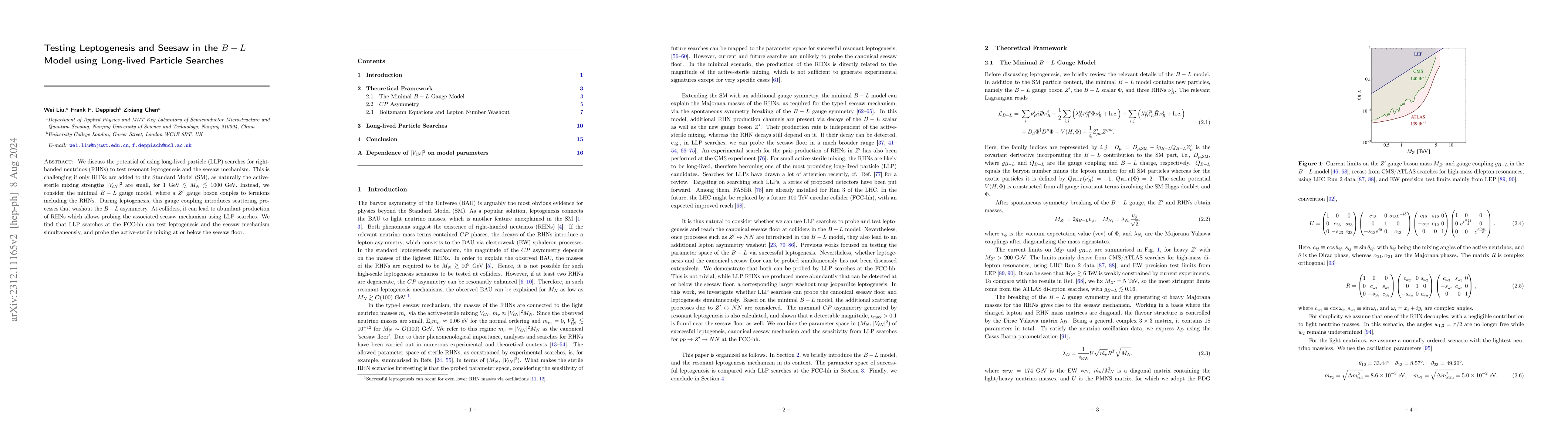 Thumbnail for Testing Leptogenesis and Seesaw using Long-lived Particle Searches in
  the $B-L$ Model