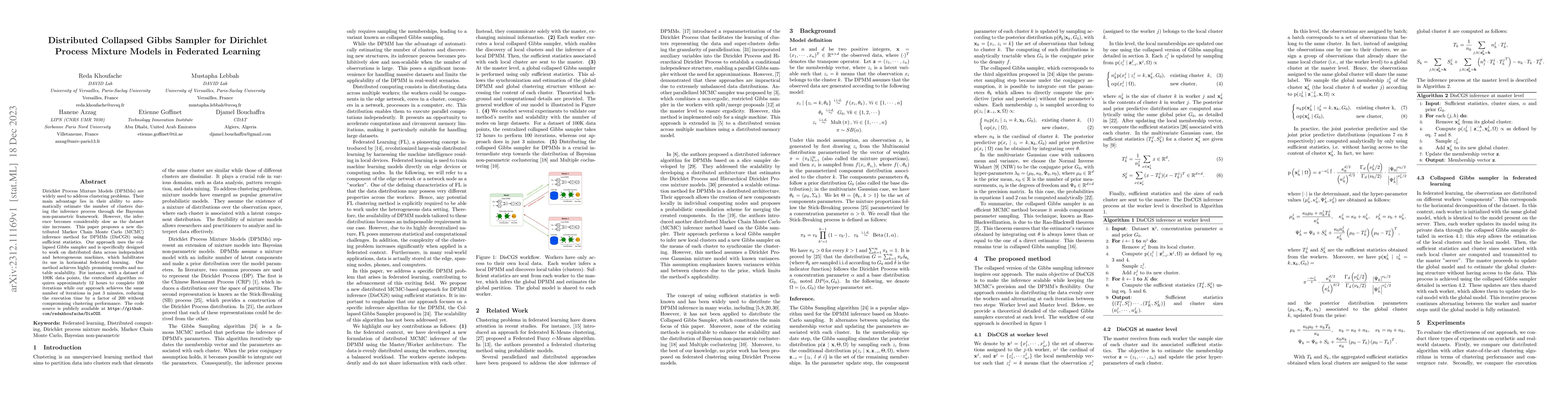 Thumbnail for Distributed Collapsed Gibbs Sampler for Dirichlet Process Mixture Models
  in Federated Learning