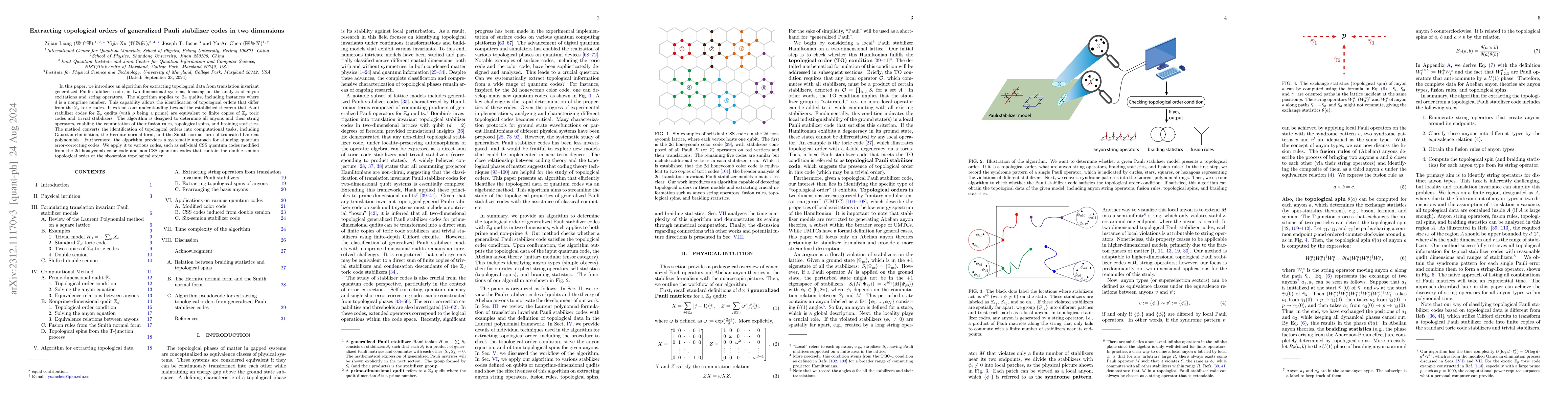Thumbnail for Extracting topological orders of generalized Pauli stabilizer codes in
  two dimensions