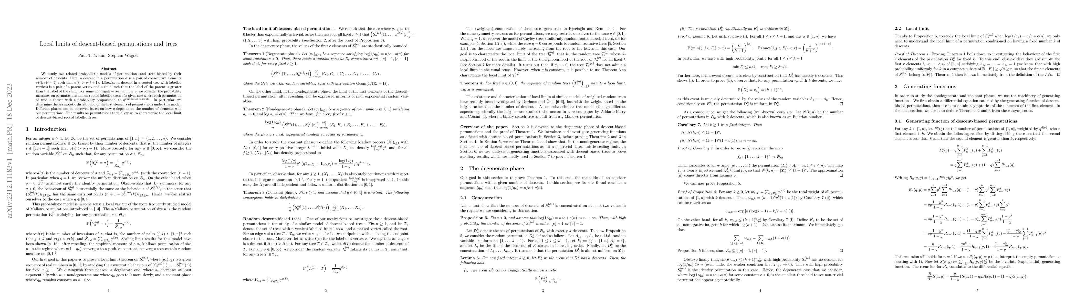 Thumbnail for Local limits of descent-biased permutations and trees