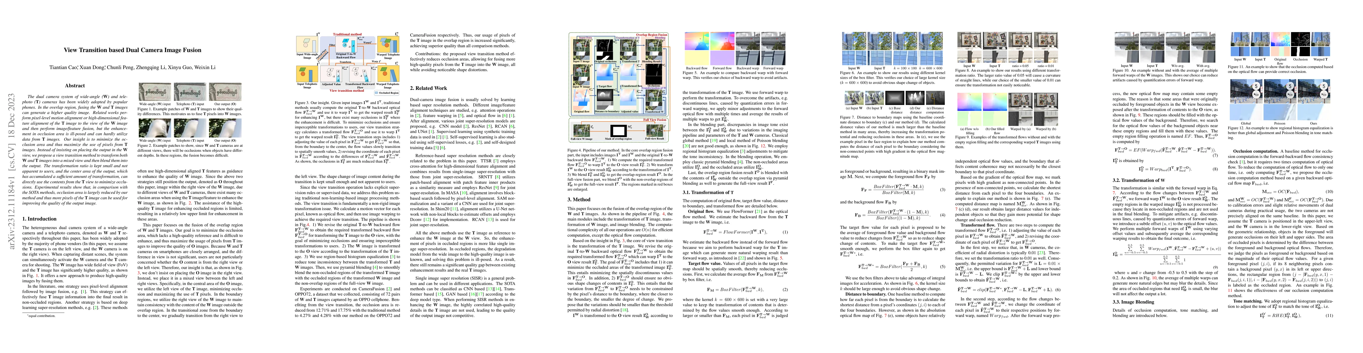 Thumbnail for View Transition based Dual Camera Image Fusion