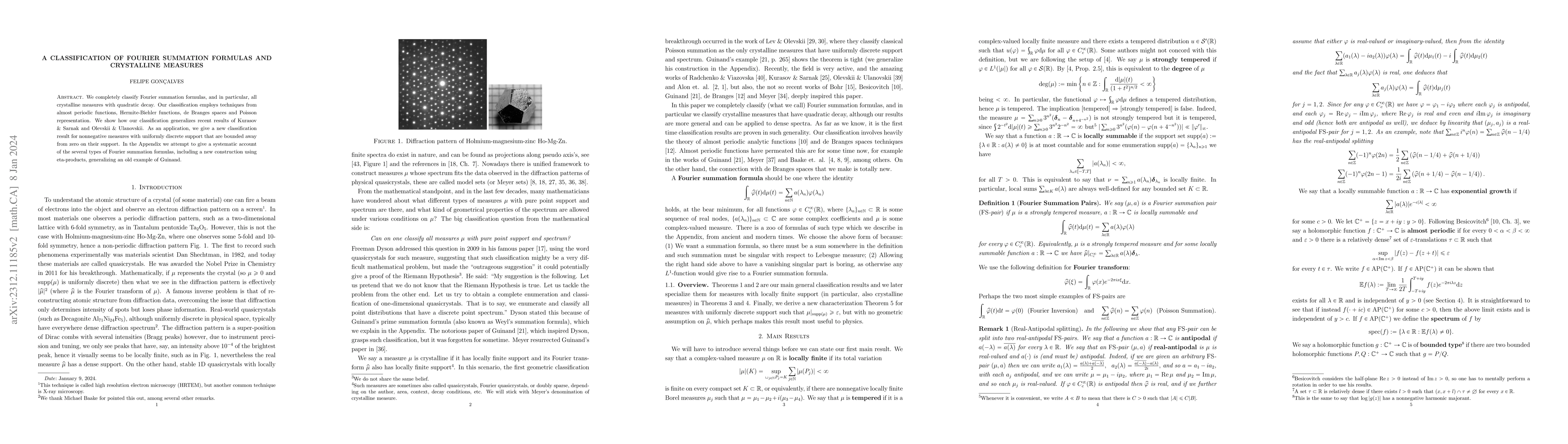 Thumbnail for A Classification of Fourier Summation Formulas and Crystalline Measures