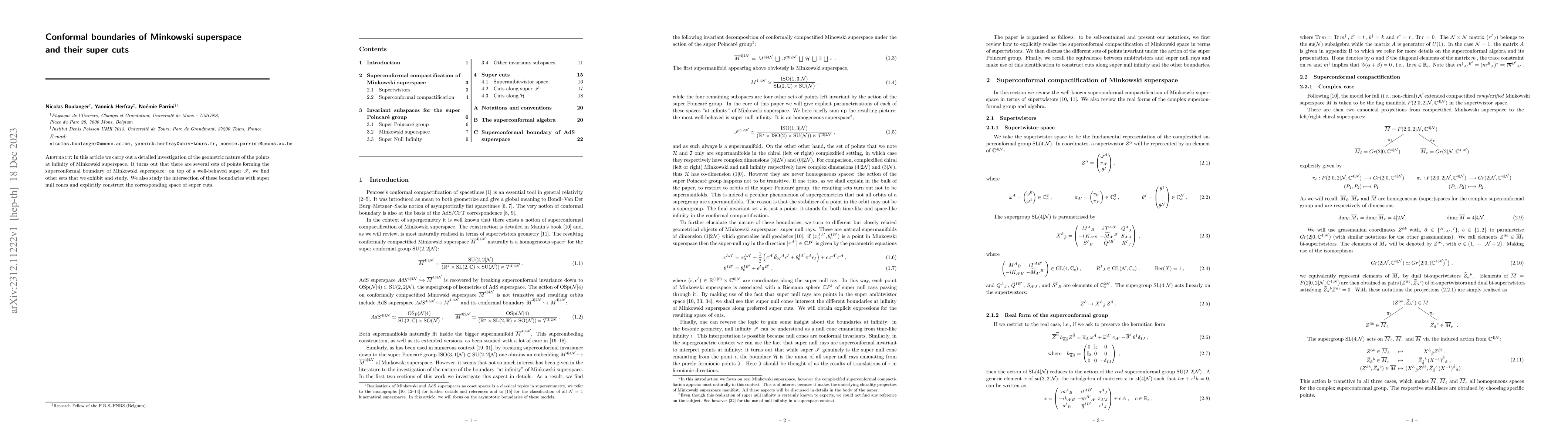 Thumbnail for Conformal boundaries of Minkowski superspace and their super cuts
