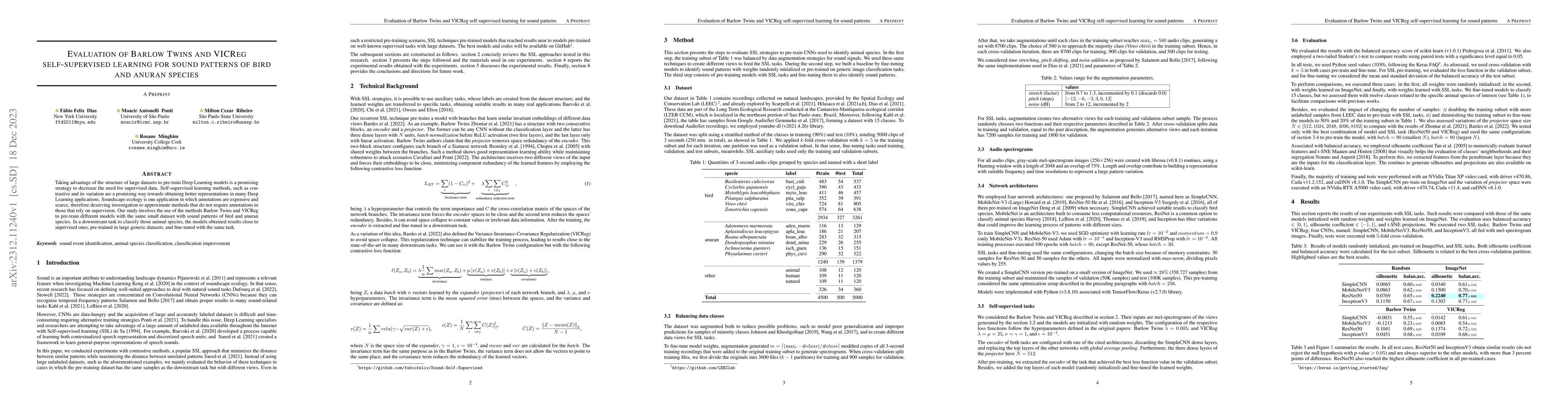 Thumbnail for Evaluation of Barlow Twins and VICReg self-supervised learning for sound
  patterns of bird and anuran species